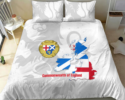 Commonwealth Of England Map Bedding Set Historical British Isles Flag Silhouette