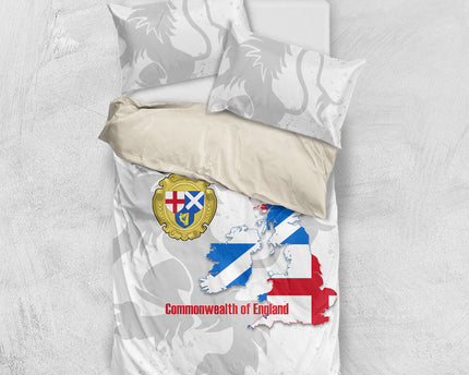 Commonwealth Of England Map Bedding Set Historical British Isles Flag Silhouette