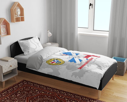 Commonwealth Of England Map Bedding Set Historical British Isles Flag Silhouette