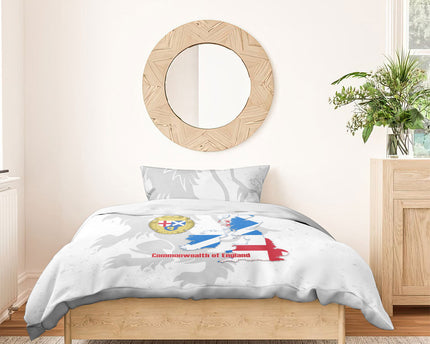 Commonwealth Of England Map Bedding Set Historical British Isles Flag Silhouette