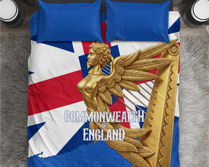 Commonwealth Of England Flag Golden Angel Bedding Set Historical British Heritage Winged Figure