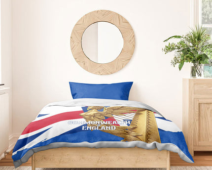 Commonwealth Of England Flag Golden Angel Bedding Set Historical British Heritage Winged Figure