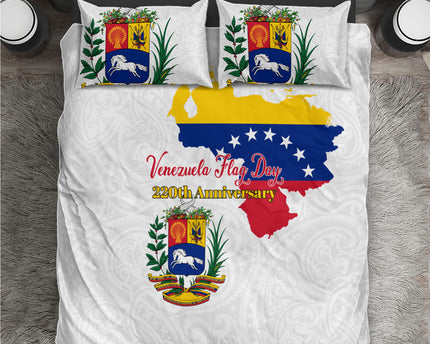 Venezuela Flag Day 220th Anniversary Bedding Set Patriotic Map Coat Of Arms Subtle
