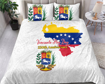 Venezuela Flag Day 220th Anniversary Bedding Set Patriotic Map Coat Of Arms Subtle
