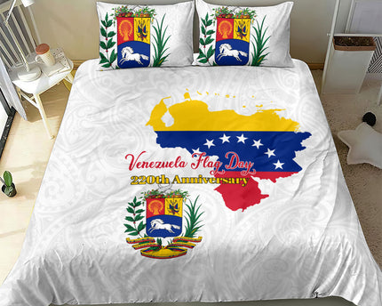 Venezuela Flag Day 220th Anniversary Bedding Set Patriotic Map Coat Of Arms Subtle