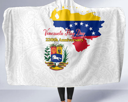Venezuela Flag Day 220th Anniversary Hooded Blanket Patriotic Map Coat Of Arms Subtle