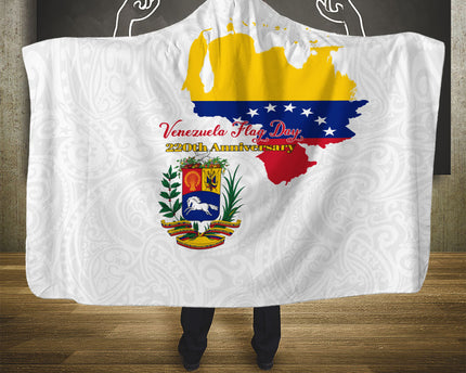 Venezuela Flag Day 220th Anniversary Hooded Blanket Patriotic Map Coat Of Arms Subtle