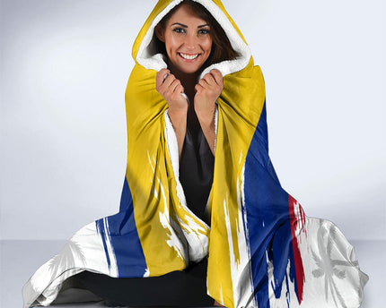 Venezuela Flag Day Hooded Blanket 220th Anniversary Coat Of Arms Palm Tree Silhouette
