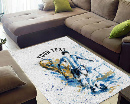 Personalized Argentina Football La Seleccion Area Rug Watercolor Splatter World Soccer Art