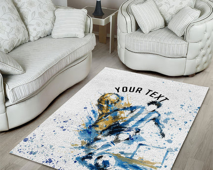 Personalized Argentina Football La Seleccion Area Rug Watercolor Splatter World Soccer Art