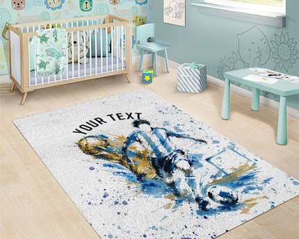 Personalized Argentina Football La Seleccion Area Rug Watercolor Splatter World Soccer Art