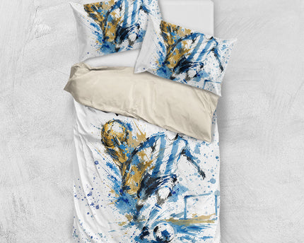 Personalized Argentina Football La Seleccion Bedding Set Watercolor Splatter World Soccer Art