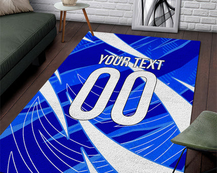 Personalized Uzbekistan Soccer Wolf Mascot Area Rug Uzbekistan Football Dynamic Cartoon Geometric