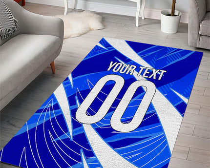 Personalized Uzbekistan Soccer Wolf Mascot Area Rug Uzbekistan Football Dynamic Cartoon Geometric