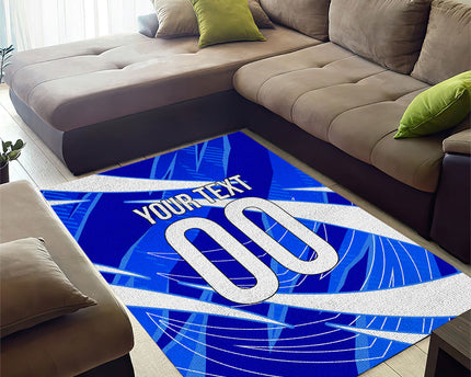 Personalized Uzbekistan Soccer Wolf Mascot Area Rug Uzbekistan Football Dynamic Cartoon Geometric
