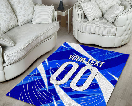 Personalized Uzbekistan Soccer Wolf Mascot Area Rug Uzbekistan Football Dynamic Cartoon Geometric