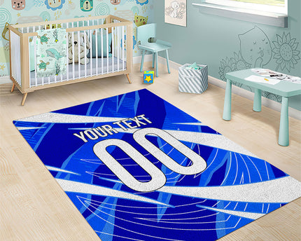 Personalized Uzbekistan Soccer Wolf Mascot Area Rug Uzbekistan Football Dynamic Cartoon Geometric