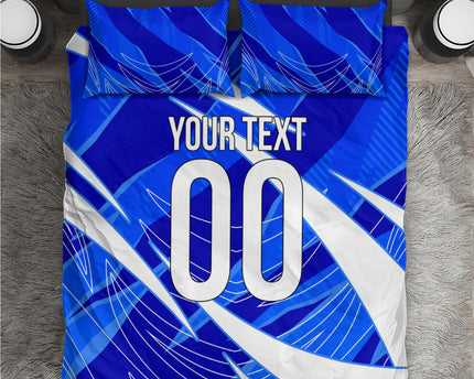 Personalized Uzbekistan Soccer Wolf Mascot Bedding Set Uzbekistan Football Dynamic Cartoon Geometric