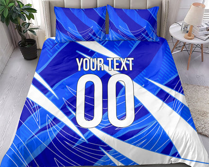 Personalized Uzbekistan Soccer Wolf Mascot Bedding Set Uzbekistan Football Dynamic Cartoon Geometric