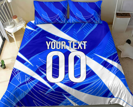 Personalized Uzbekistan Soccer Wolf Mascot Bedding Set Uzbekistan Football Dynamic Cartoon Geometric