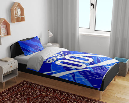 Personalized Uzbekistan Soccer Wolf Mascot Bedding Set Uzbekistan Football Dynamic Cartoon Geometric