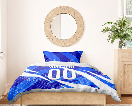Personalized Uzbekistan Soccer Wolf Mascot Bedding Set Uzbekistan Football Dynamic Cartoon Geometric