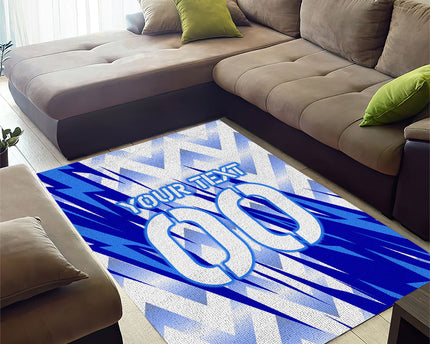 Personalized Uzbekistan Soccer Area Rug Wolf Mascot Chevron Zigzag Pattern