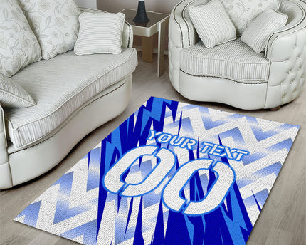 Personalized Uzbekistan Soccer Area Rug Wolf Mascot Chevron Zigzag Pattern