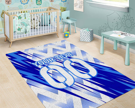 Personalized Uzbekistan Soccer Area Rug Wolf Mascot Chevron Zigzag Pattern