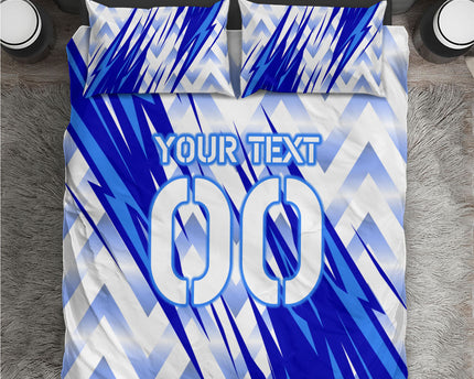 Personalized Uzbekistan Soccer Bedding Set Wolf Mascot Chevron Zigzag Pattern