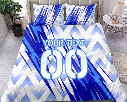 Personalized Uzbekistan Soccer Bedding Set Wolf Mascot Chevron Zigzag Pattern