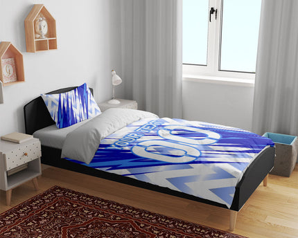 Personalized Uzbekistan Soccer Bedding Set Wolf Mascot Chevron Zigzag Pattern