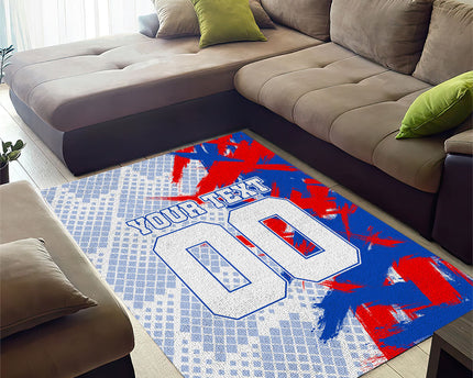 Personalized England Football Area Rug Fierce Lion Mascot Abstract Brush Stroke