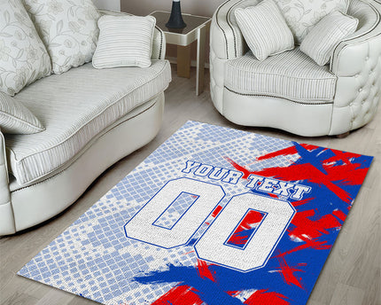 Personalized England Football Area Rug Fierce Lion Mascot Abstract Brush Stroke