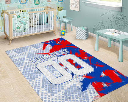 Personalized England Football Area Rug Fierce Lion Mascot Abstract Brush Stroke