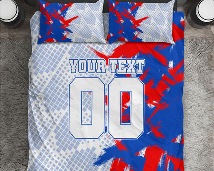 Personalized England Football Bedding Set Fierce Lion Mascot Abstract Brush Stroke