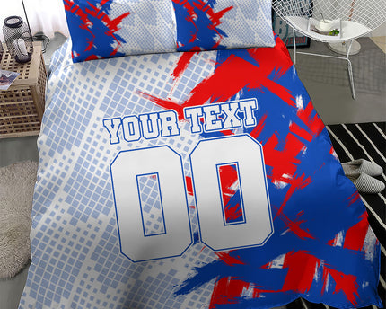 Personalized England Football Bedding Set Fierce Lion Mascot Abstract Brush Stroke