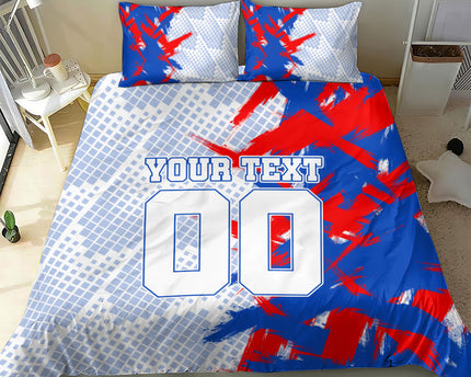 Personalized England Football Bedding Set Fierce Lion Mascot Abstract Brush Stroke