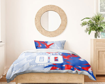 Personalized England Football Bedding Set Fierce Lion Mascot Abstract Brush Stroke