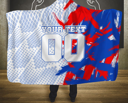 Personalized England Football Hooded Blanket Fierce Lion Mascot Abstract Brush Stroke