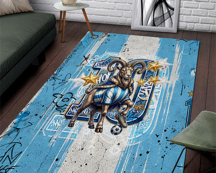 El Diez Argentina GOAT 10 Football Area Rug Goat Mascot King Crown Graffiti Art