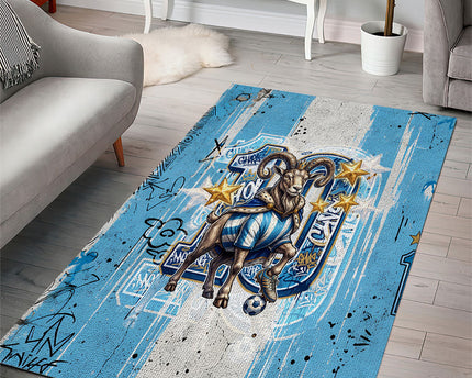 El Diez Argentina GOAT 10 Football Area Rug Goat Mascot King Crown Graffiti Art
