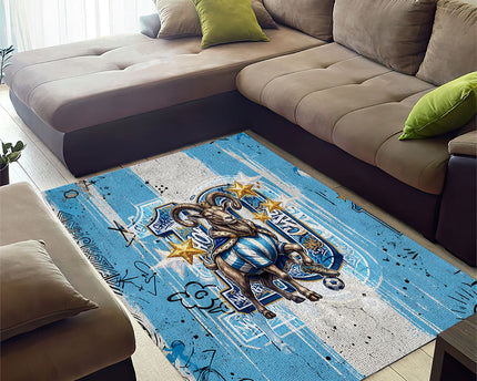 El Diez Argentina GOAT 10 Football Area Rug Goat Mascot King Crown Graffiti Art