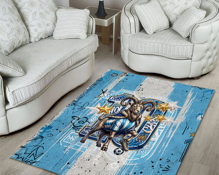 El Diez Argentina GOAT 10 Football Area Rug Goat Mascot King Crown Graffiti Art