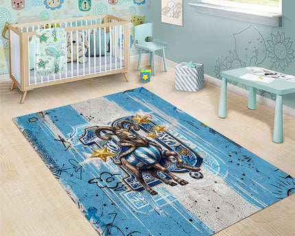 El Diez Argentina GOAT 10 Football Area Rug Goat Mascot King Crown Graffiti Art
