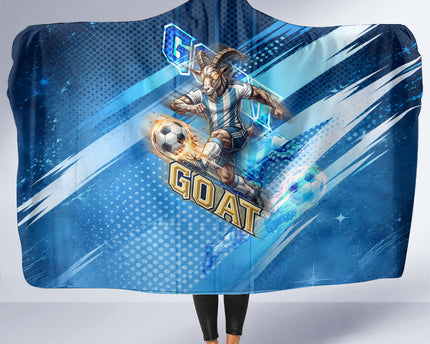 Argentina Football GOAT 10 Pride Hooded Blanket Power of the King - 4 Star Champions Mascot