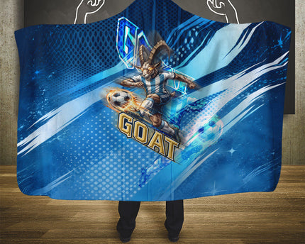 Argentina Football GOAT 10 Pride Hooded Blanket Power of the King - 4 Star Champions Mascot
