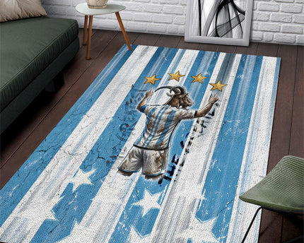 Argentina Football GOAT Area Rug Four Times World Champions