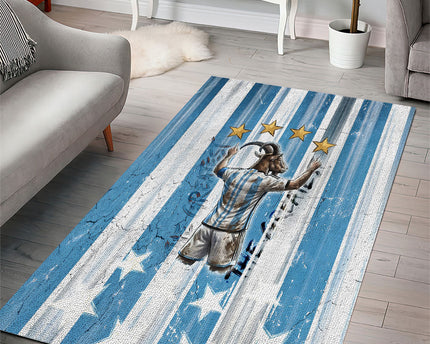 Argentina Football GOAT Area Rug Four Times World Champions