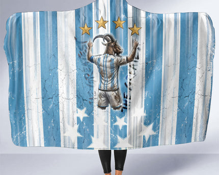 Argentina Football GOAT Hooded Blanket Four Times World Champions